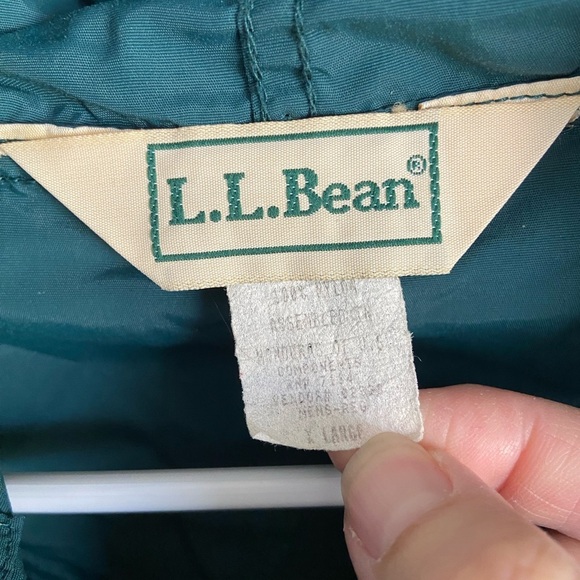 Vintage LL Bean Jacket Men Green Windbreaker Rain Zip Anorak XL Kangaroo Pocket - Picture 4 of 9